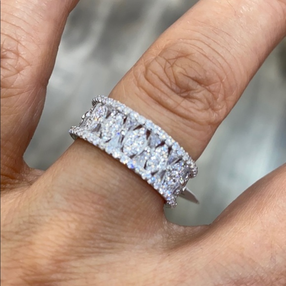 Sterling silver baguette Eternity Wedding Band